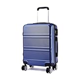 Kono 20 inch Cabin Suitcase Lightweight ABS Carry-on Hand Luggage 4 Spinner Wheels Trolley Case 55x40x22 cm(Navy)