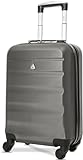Aerolite Lightweight 55cm Hard Shell 34L Travel Carry On Hand Cabin Luggage Suitcase 4 Wheels, Approved for Ryanair Priority, British Airways, Virgin Atlantic, 5 Year Warranty, Charcoal