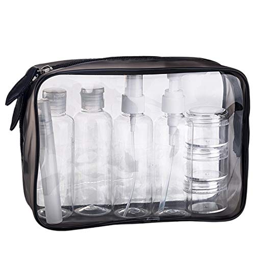 MOCOCITO Toiletry Bag Women & Men Clear Toiletry Bag Travel Bottles for Toiletries 100ml Travel Bottles Toiletry Bag Set with 8 Bottles(max.3.4oz/100ml) Approved by EU & UK Hand Luggage Rules