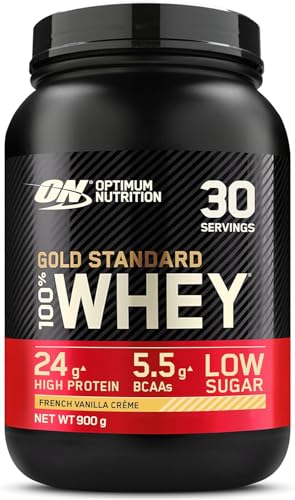Optimum Nutrition Gold Standard Whey Protein Powder Muscle Building Supplements With Glutamine and Amino Acids, French Vanilla Creme, 30 Servings, 900 g, Packaging May Vary, 891 - 908 g