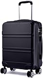 Kono Fashion Hand Luggage Lightweight ABS Hard Shell Trolley Travel Suitcase with 4 Wheels Cabin Carry-on Suitcases (20', Black)