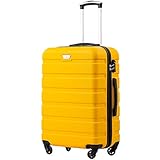 COOLIFE Suitcase Trolley Carry On Hand Cabin Luggage Hard Shell Travel Bag Lightweight with TSA Lock and Durable 4 Spinner Wheels (Lemon Yellow, S(56cm 38L))