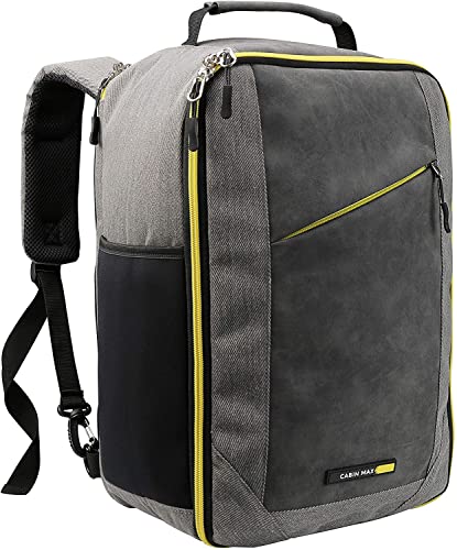 Cabin Max Manhattan Travel bag | Ryanair Cabin Bags 40x20x25 | Laptop bag/Shoulder bag (Grey/Yellow 40x25x20cm)