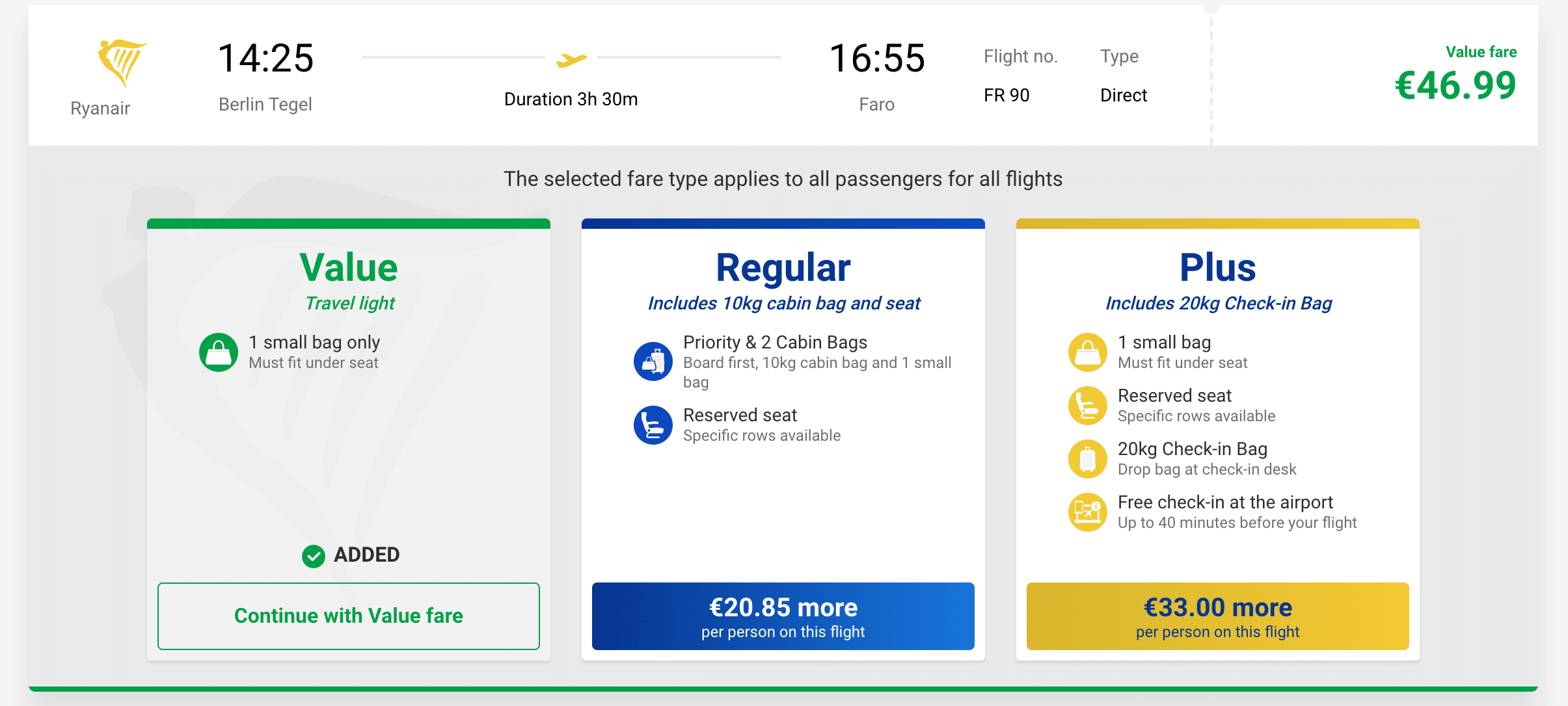 ryanair hold baggage allowance 2018