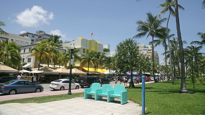 Miami's Art Deco District is known for its art-deco-style buildings.
