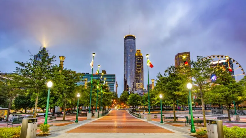 The Centennial Olympic Park was originally built for the 1996 Summer Olympics. Today, it's a public park hosting various events and activities.