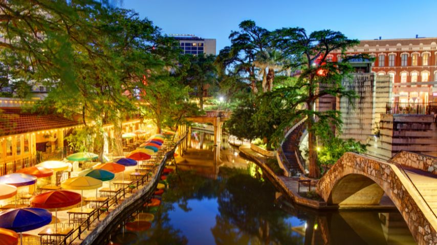 The San Antonio River Walk features 15 miles of shopping, cultural, and dining experiences.