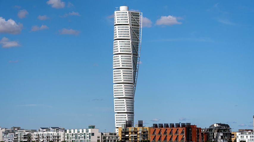The Turning Torso in Malmö is the world's first twisted skyscraper and is one of the tallest buildings in the Nordic region.