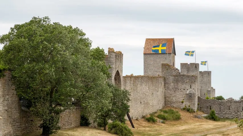 The Visby City Wall is a well-preserved city wall originally built in the 1200s.